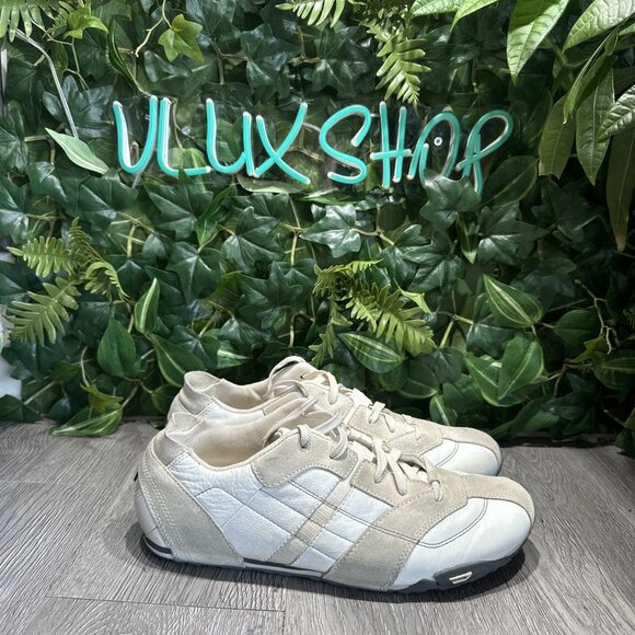Vintage Diesel Hugo Sneakers Shoes Low Top White Leather Suede Men Size 10 - Picture 1 of 9